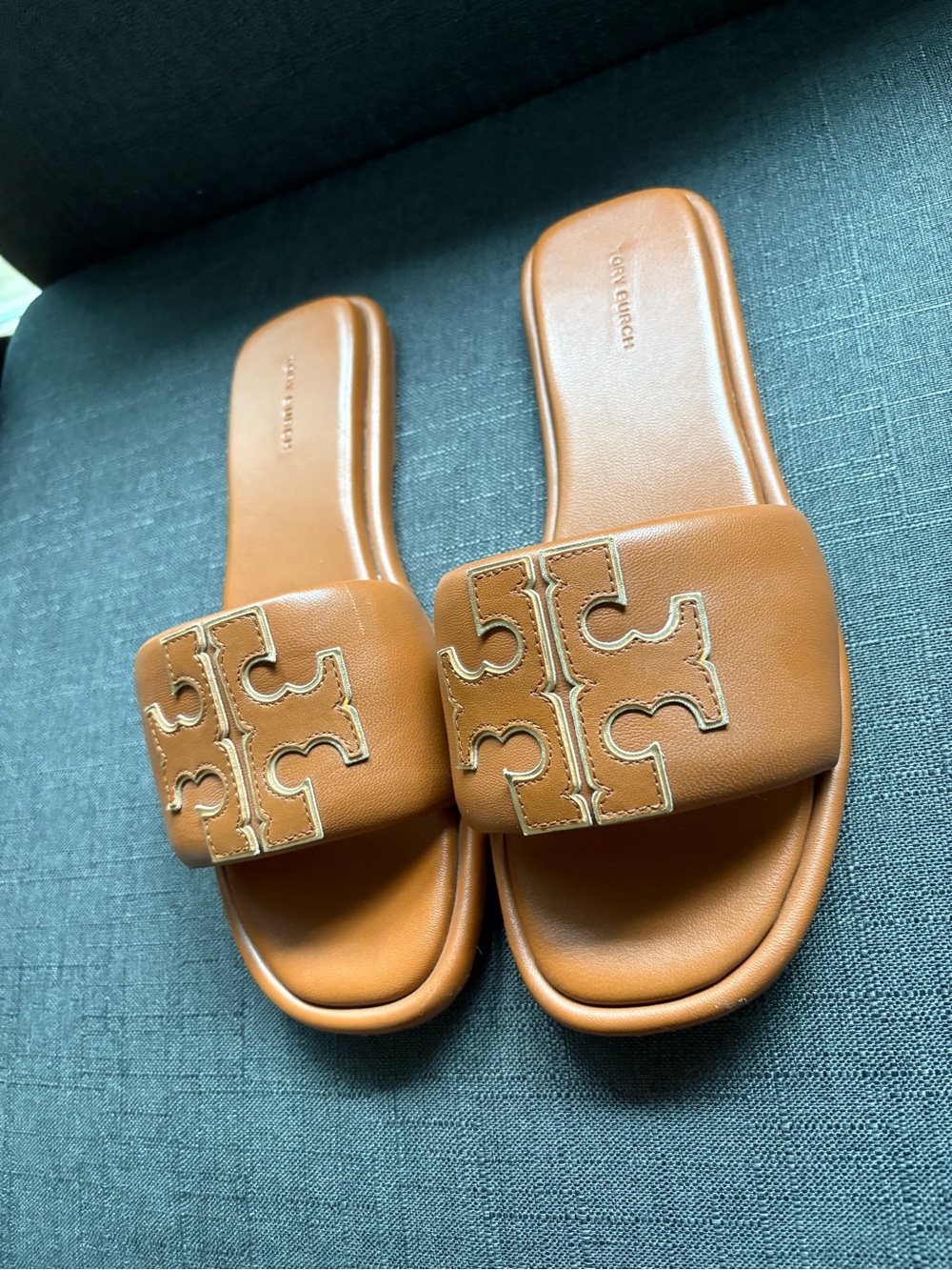 Tory Burch Double-T Sport Leather Slide Sandals - Picture 4 of 4